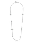 Gabriel & Co. Sterling Silver Bezel Green Amethyst and Round Hollow Silver Disk Station Necklace - Skeie's Jewelers
