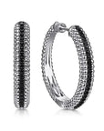 Gabriel & Co. Sterling Silver Bujukan Black Spinel Classic Hoop Earrings - Skeie's Jewelers