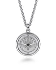 Gabriel & Co. 925 Sterling Silver Compass Pendant with Black Spinel - Skeie's Jewelers