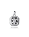 A silver octagonal pendant charm featuring a geometric grid pattern, a central monogram 'G', and the engraved brand name 'GABRIEL & CO.' at the bottom, shown on a clean white background.