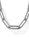Gabriel & Co. 925 Sterling Silver Oval Link Chain Necklace with Bujukan Stations - Skeie's Jewelers