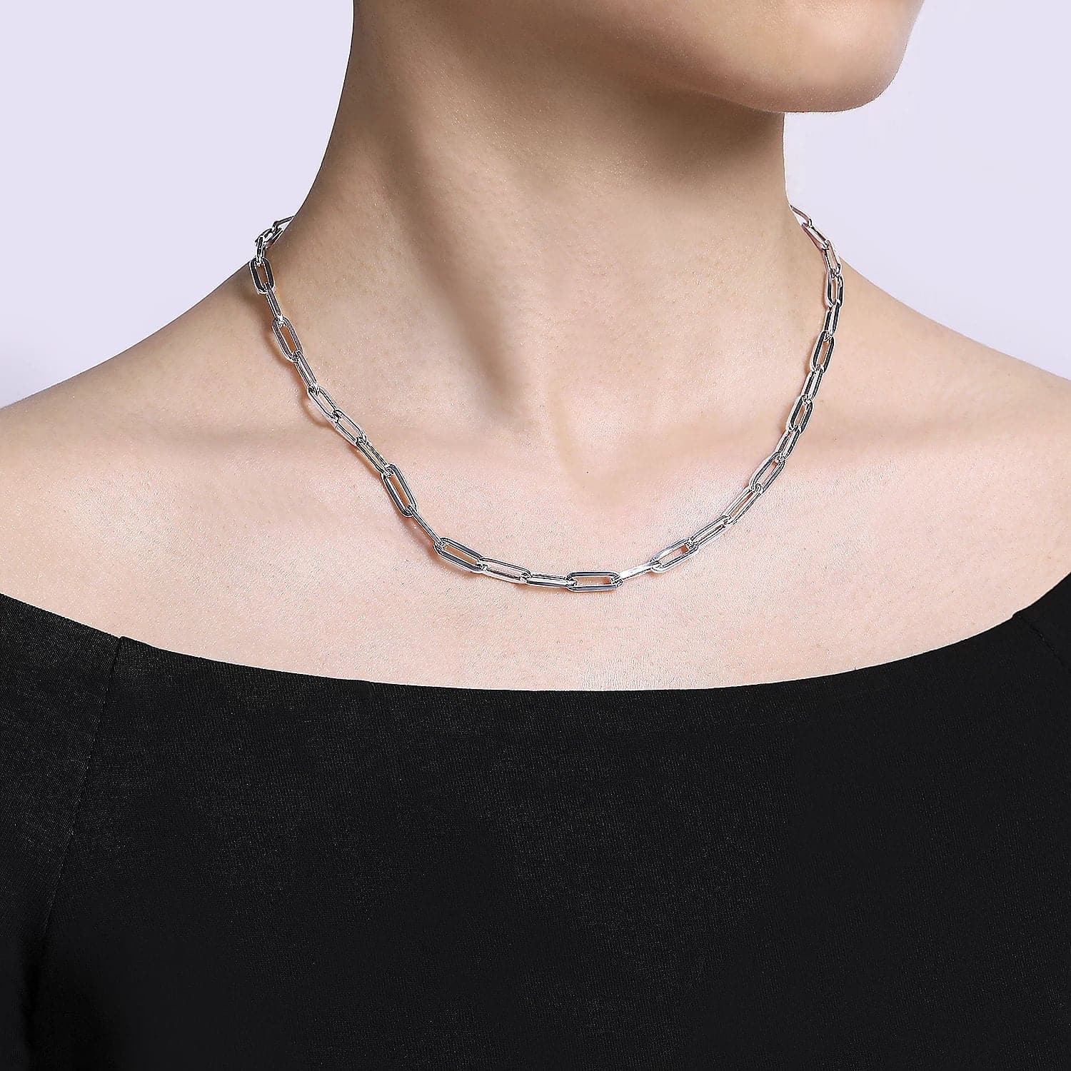 Gabriel & Co. 925 Sterling Silver Paper Clip Chain Necklace