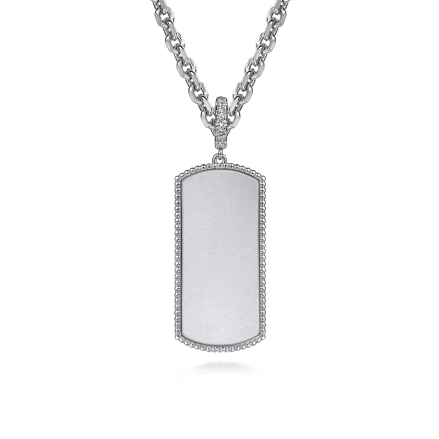 Gabriel Men's Sterling Silver Black Spinel Dog Tag Pendant