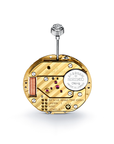 Gold tone watch mechanism with Grand Seiko branding on a white background