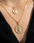 women's 14k gold fern medallion necklace