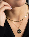 14k gold dragonfly medallion pendant necklace