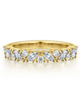 Gabriel & Co. 14K Yellow Gold Prong Marquise and Round Diamond Anniversary Band - Skeie's Jewelers