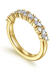 Gabriel & Co. 14K Yellow Gold Prong Marquise and Round Diamond Anniversary Band - Skeie's Jewelers