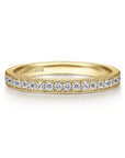 Gabriel & Co. 14K Yellow Gold Micro Pave Channel Diamond Wedding Band with Milgrain - Skeie's Jewelers