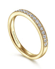 Gabriel & Co. 14K Yellow Gold Micro Pave Channel Diamond Wedding Band with Milgrain - Skeie's Jewelers