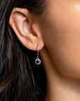 Blue Sapphire & Diamond Halo Dangle Earrings - Skeie's Jewelers