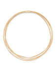 three strand gold necklace full view on white background