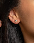 Emerald Cut Bezel Set Gray Spinel Studs by Kimberly Collins - Skeie's Jewelers