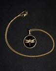 14k gold dragonfly medallion pendant necklace