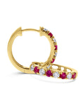 Ruby and Diamond Huggie Hoops - Skeie's Jewelers