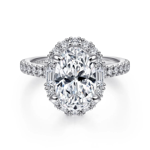 Gabriel & Co. 14K White Gold Oval Halo Diamond Engagement Ring - Skeie's Jewelers