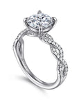 Gabriel & Co. 14K White Gold Twisted Round Diamond Engagement Ring - Skeie's Jewelers