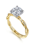 Gabriel & Co. 14K Gold Twisted Round Diamond Engagement Ring - Skeie's Jewelers