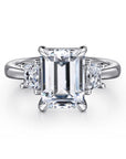 Gabriel & Co. 14K White Gold Trapezoid Cut Three Stone Diamond Engagement Ring - Skeie's Jewelers
