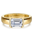 Gabriel & Co. 14K Yellow Gold Half Bezel East West Diamond Engagement Ring - Skeie's Jewelers