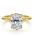 Gabriel & Co. 14K Yellow Gold Split Shank Oval Diamond Engagement Ring - Skeie's Jewelers