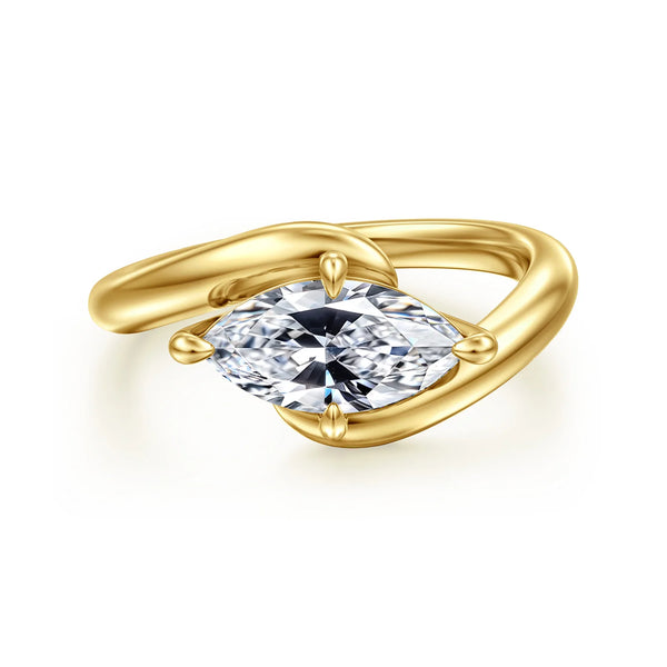 Gabriel & Co. 14K Yellow Gold Bypass Marquise Diamond Engagement Ring - Skeie's Jewelers