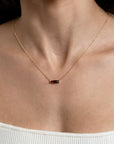 East-West Cushion Garnet Pendant Necklace - Skeie's Jewelers