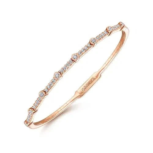 Gabriel & Co Rose Gold Diamond Bezel Station Bujukan Bangle