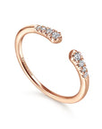 Gabriel and Co Open Rose Gold Ring Front tilted view