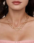 Yellow Gold Chain Necklace with Diamond Oval Pendant - Skeie's Jewelers