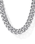 A front view of the Gabriel & Co. men's solid 925 sterling silver 7mm Cuban link chain necklace (Reference NKM2075-22SVJJJ) in a 22-inch length, showcasing its flat, interlocking links with highly polished diamond-cut faceted edges and a signature lobster clasp on a clean white background.
