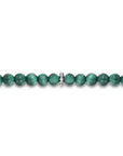 Green 4mm beaded necklace with a silver clasp on a white background Close up
