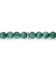 Green 6mm beaded bracelet with silver clasps on a white background