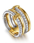 White and Yellow Gold Bujukan and Diamond Easy Stackable Ring - Skeie's Jewelers