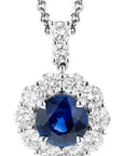 Simon G. Sapphire & Diamond Halo Necklace - Skeie's Jewelers