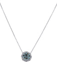 Octagon-Cut Aquamarine and Diamond Halo Pendant Necklace - Skeie's Jewelers
