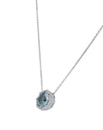 Octagon-Cut Aquamarine and Diamond Halo Pendant Necklace - Skeie's Jewelers