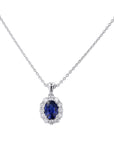 Sapphire & Diamond Halo Pendant Necklace - Skeie's Jewelers