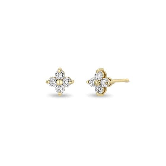 Zoe Chicco Large Square Oval Link Earrings in Yellow Gold/Diamond