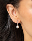 Pave Diamond Pearl Dangle Earrings - Skeie's Jewelers