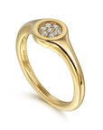 Gabriel & Co 14K Yellow Gold Diamond Pave Signet Ring - Skeie's Jewelers