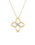 Roberto Coin Two-Tone Cialoma Small Diamond Flower Necklace - Skeie's Jewelers