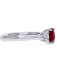 Ruby and Diamond Three-Stone Ring in Platinum - Skeie's Jewelers