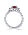 Ruby and Diamond Three-Stone Ring in Platinum - Skeie's Jewelers