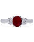 Ruby and Diamond Three-Stone Ring in Platinum - Skeie's Jewelers