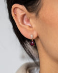 Rhodelite Garnet & Diamond Pave Set Dangle Earrings - Skeie's Jewelers