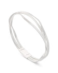 Marco Bicego 18k White Gold 3-Strand Bangle with Diamond Bar - Skeie's Jewelers