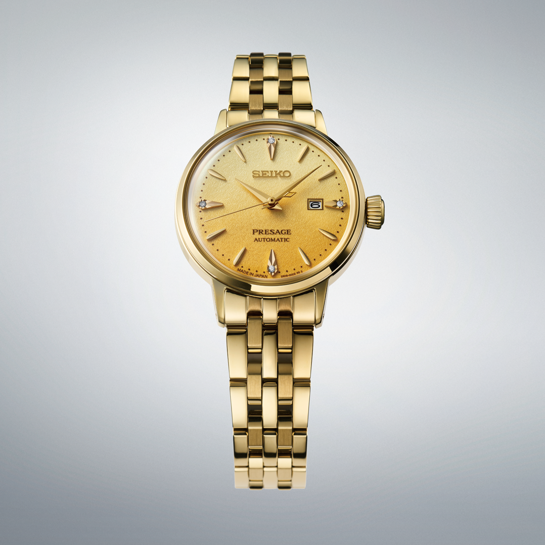 Seiko Presage Cocktail Time Yellow Gold Diamond Watch- Ref. SRE018