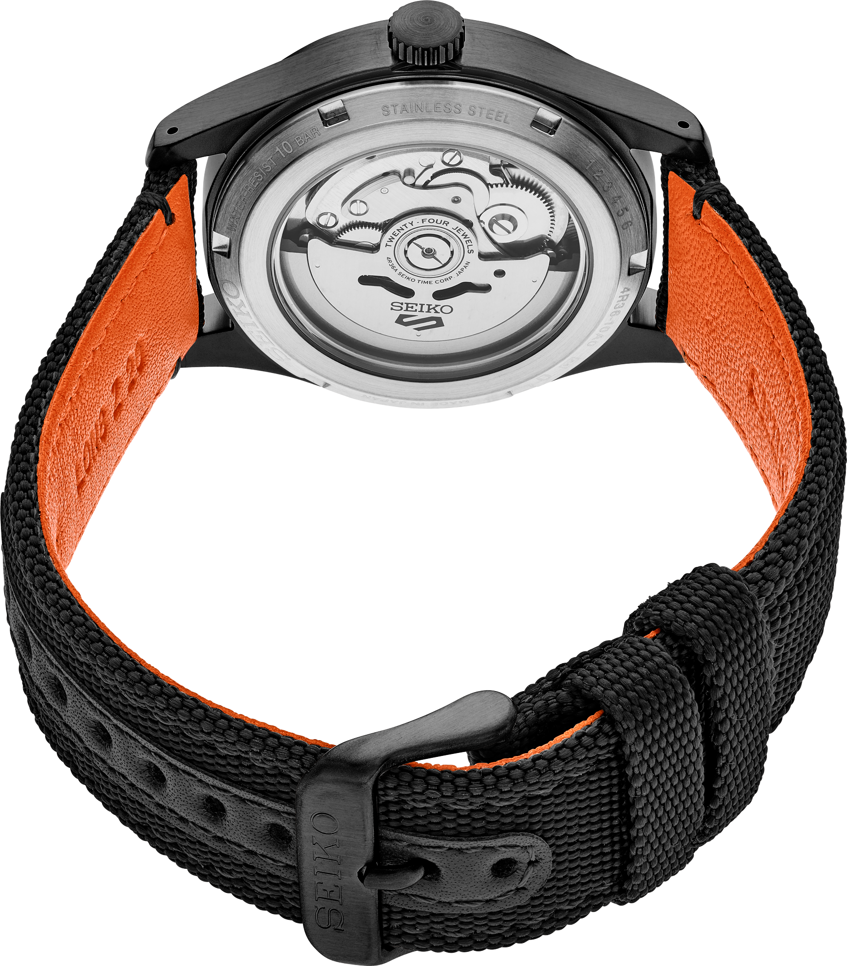 Seiko 5 Sports SRPH33 Black Dial Orange Automatic Watch | Skeie's