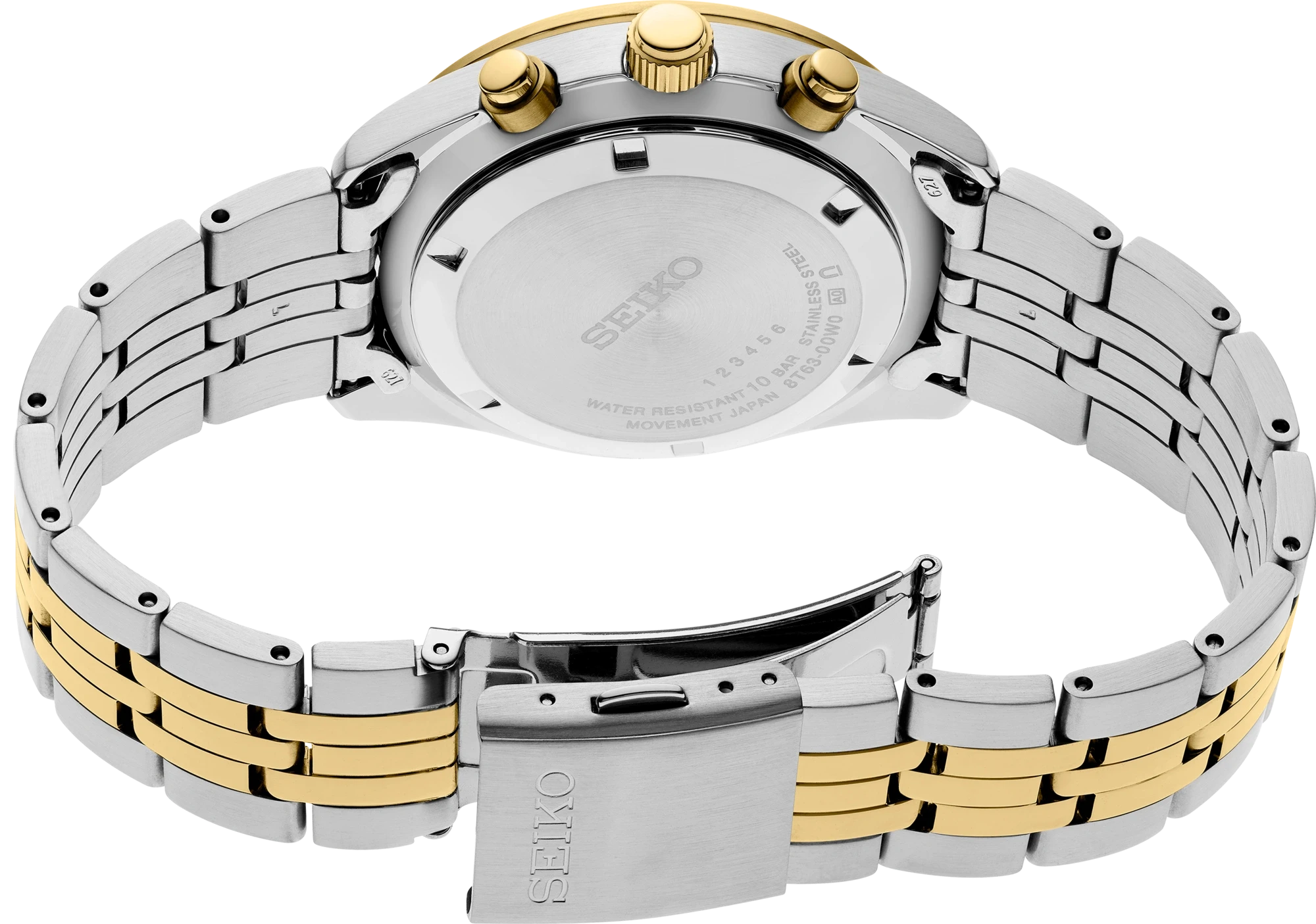 Seiko Essentials SSB430 Chronograph Black Gold Dial Quartz Watch